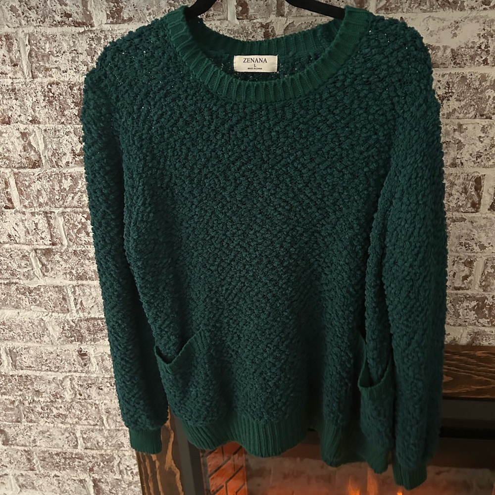 Green popcorn oversize sweater